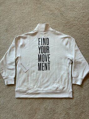 Athleta Find Your Movement White Forever Fleece 1/4 Zip Pullover Sweatshirt Top